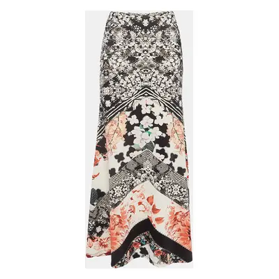 Roberto Cavalli Multicolor Floral Print Jersey Flared Maxi Skirt