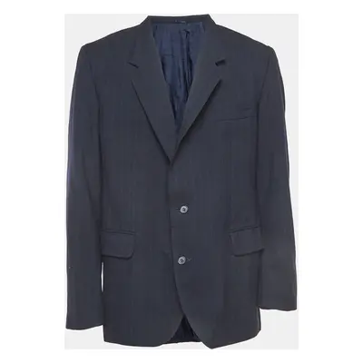 Dior Vintage Navy Blue Pinstripes Wool Single Breasted Blazer