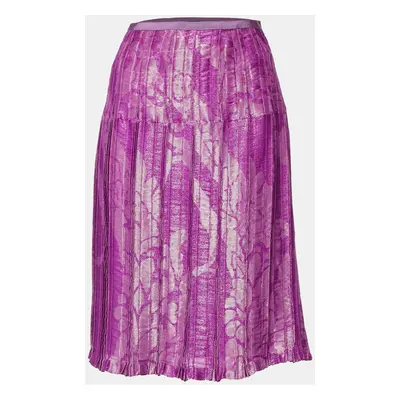 Etro Pink Lurex Jacquard Pleated Midi Skirt