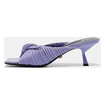 Versace Purple Leather Plisse' Slide Sandals Size