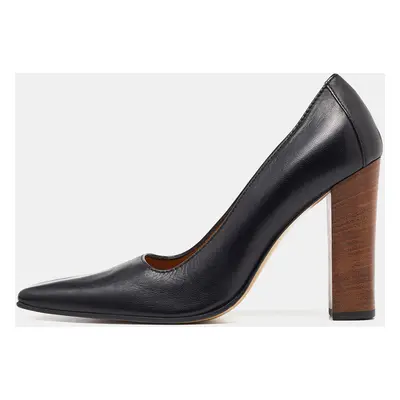 Gucci Black Leather Sqaure Toe Block Heel Pumps Size