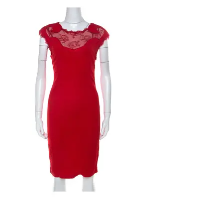 Class By Roberto Cavalli Red Lace Insert Detail Sleeveless Dress