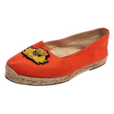 Christian Louboutin Orange Canvas Espadrille Flats Size