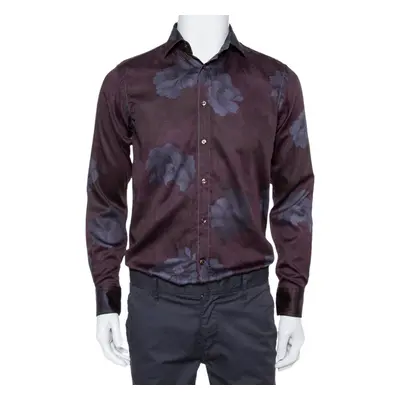 Etro Burgundy Printed Cotton Button Front Shirt