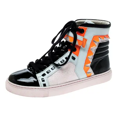 Sophia Webster Multicolor Leather and Glitter Riko High Top Sneakers Size