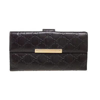 Gucci Dark Brown Guccissima Leather Flap Continental Wallet