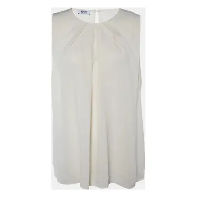 Moschino Cheap and Chic Cream Silk Pleated Sleeveless Top