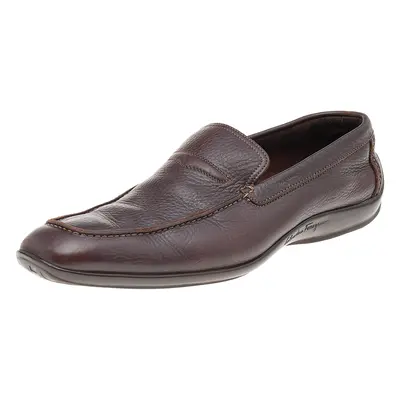 Salvatore Ferragamo Dark Brown Leather Slip On Penny Loafers Size 41.5