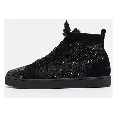 Christian Louboutin Black Suede Louis Strass High Top Sneakers Size