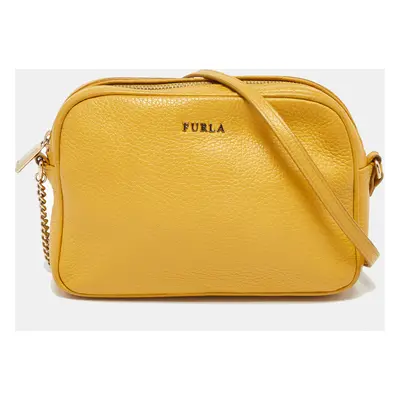 Furla Yellow Leather Lilli Camera Crossbody Bag