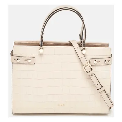 Furla Light Pink Croc Embossed Leather Lady Tote