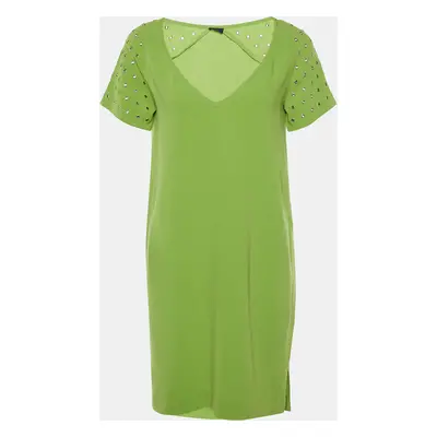 Joseph Green Stretch Crepe Eyelet Detail Shift Dress