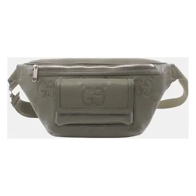 Gucci khaki leather GG embossed waist bag