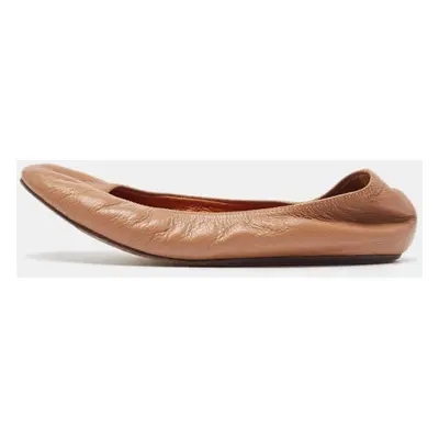 Lanvin Beige Leather Scrunch Ballet Flats Size