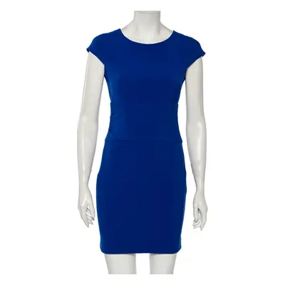 Diane Von Furstenberg Blue Knit Ruched Waist Detailed Dress