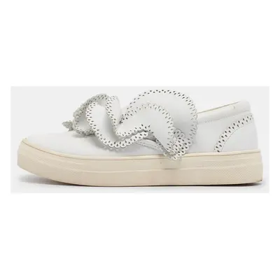 Sophia Webster White Leather Embellished Slip On Sneakers Size