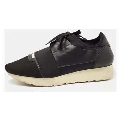 Balenciaga Black Leather and Mesh Race Runner Sneakers Size