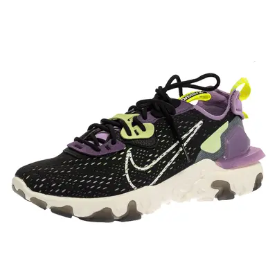 Nike Black/Purple Leather And Fabric React Vision Sneakers Size