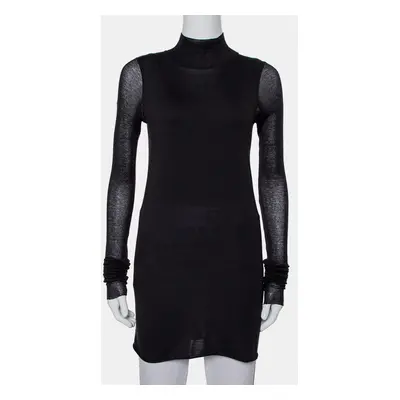 Rickowenslilies Black Knit turtleneck Long Sleeve Mini Dress