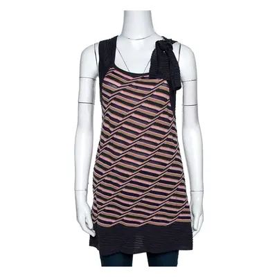 M Missoni Multicolor Striped Knit Shoulder Tie Detail Tunic