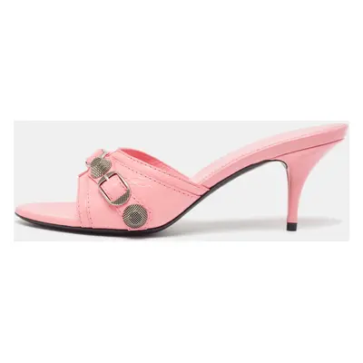 Balenciaga Pink Leather Le Cagole Slide Sandals Size