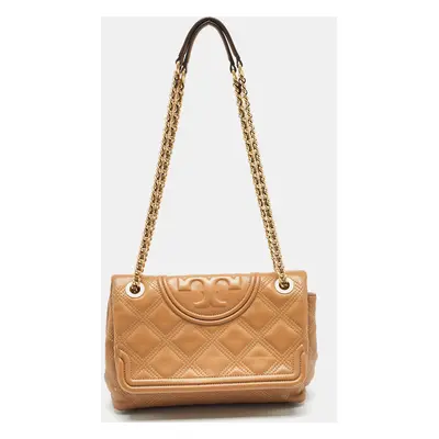 Tory Burch Brown Quilted Leather Fleming Shoulder Bag