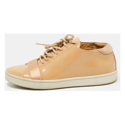 Giuseppe Zanotti Beige Patent Leather Low Top Sneakers Size