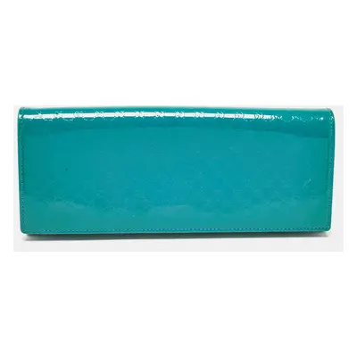 Gucci Teal Blue Microguccissima Patent Leather Broadway Clutch