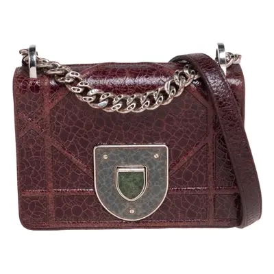 Dior Burgundy Ceramic Effect Leather Diorama Club Shoulder Bag