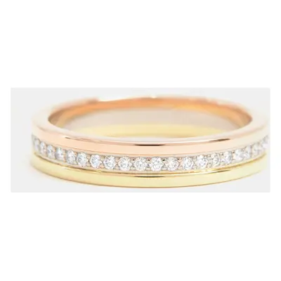 Cartier 18K Rose, Yellow, White Gold and Diamond Trinity Vendome Band Ring EU