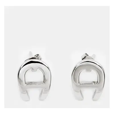 Aigner Logo Silver Tone Earrings