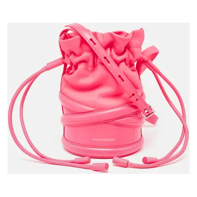 Alexander McQueen Neon Pink Leather The Soft Curve Bucket Bag