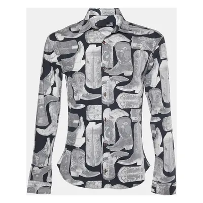 Love Moschino Grey Boots Print Poplin Shirt