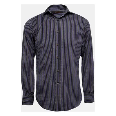 Etro Purple Striped Cotton Button Front Shirt