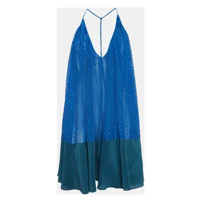 Fendi Blue/Green Textured Crepe Halter Neck Top