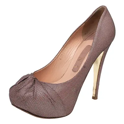 Gina Pink Textured Fabric Claire Platform Pumps Size 37.5