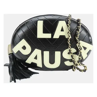 Chanel Black Leather La Pausa V Stitch Chain Shoulder Bag