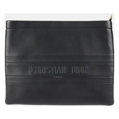 Dior Black Leather Strip Pouch