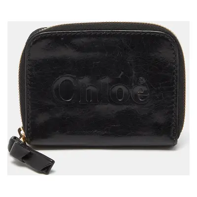 Chloe Black Leather Zip Compact Wallet