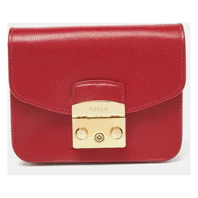 Furla Red Leather Mini Metropolis Crossbody Bag