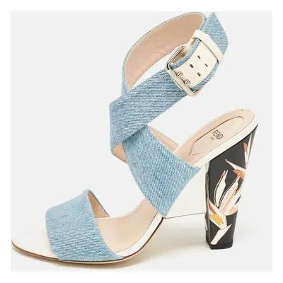 Fendi Blue Denim Ankle Strap Sandals Size