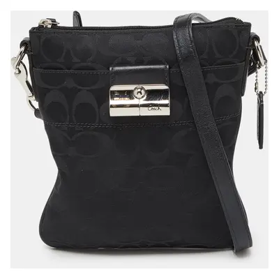 Coach Black Signature Canvas and Leather Courie Crossbody Bag