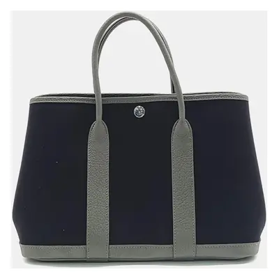 Hermes Black Canvas Garden Party Bag