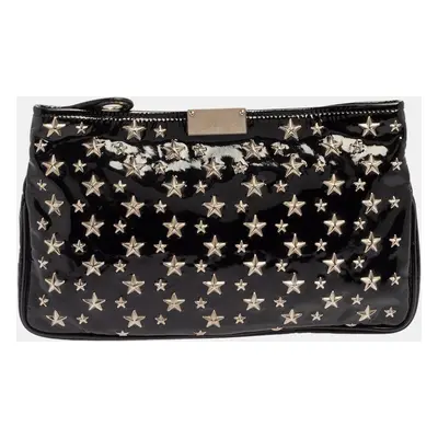 Jimmy Choo Black Patent Leather Star Studded Clutch