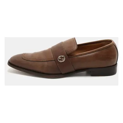 Gucci Brown Leather Slip On Loafers Size