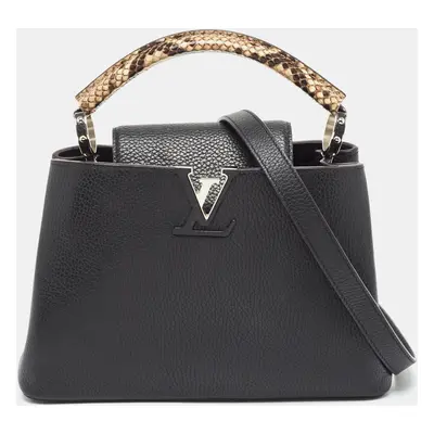 Louis Vuitton Black/Beige Taurillon Leather and Python Capucines BB Bag