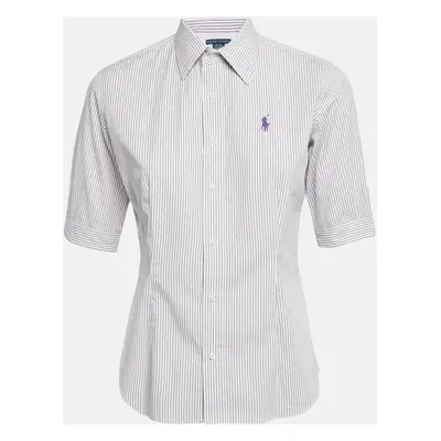 Ralph Lauren Purple Pinstripe Cotton Short Sleeve Shirt