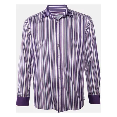 Etro Purple Striped Cotton Button Front Shirt