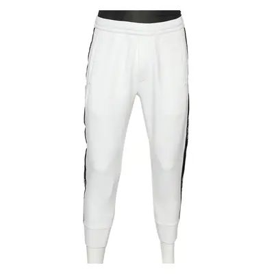 Emporio Armani White Cotton Knit Logo Band Detail Joggers