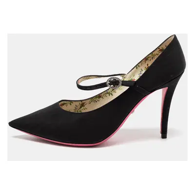 Gucci Black Fabric Virginia Mary Jane Pumps Size 36.5